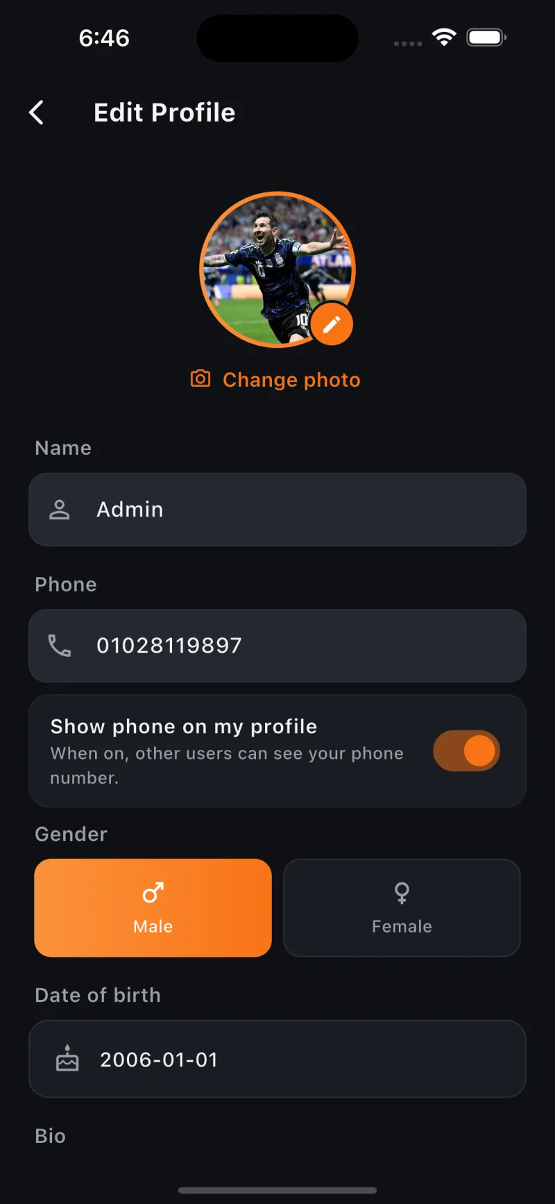 Bazar — edit profile