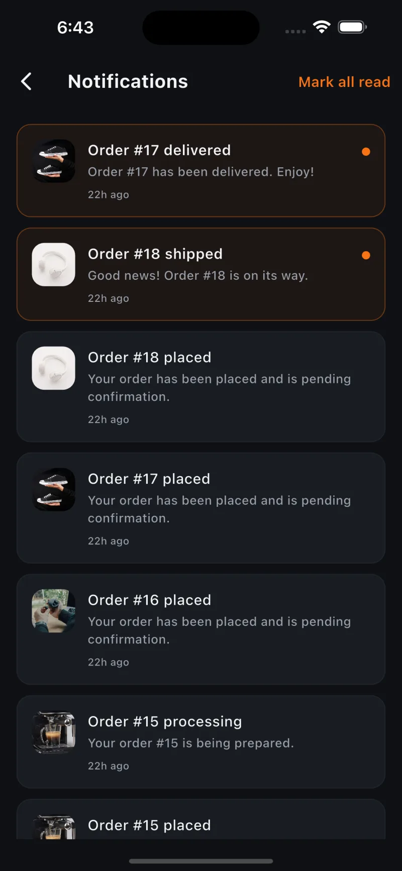Bazar — notifications center