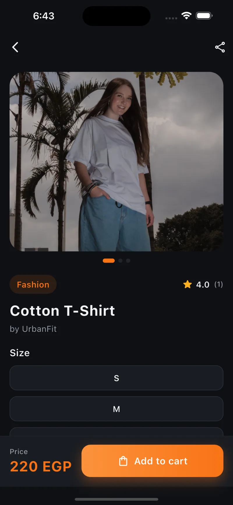 Bazar — product details with variants