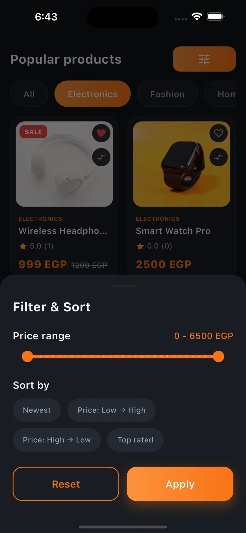 Bazar — filter & sort