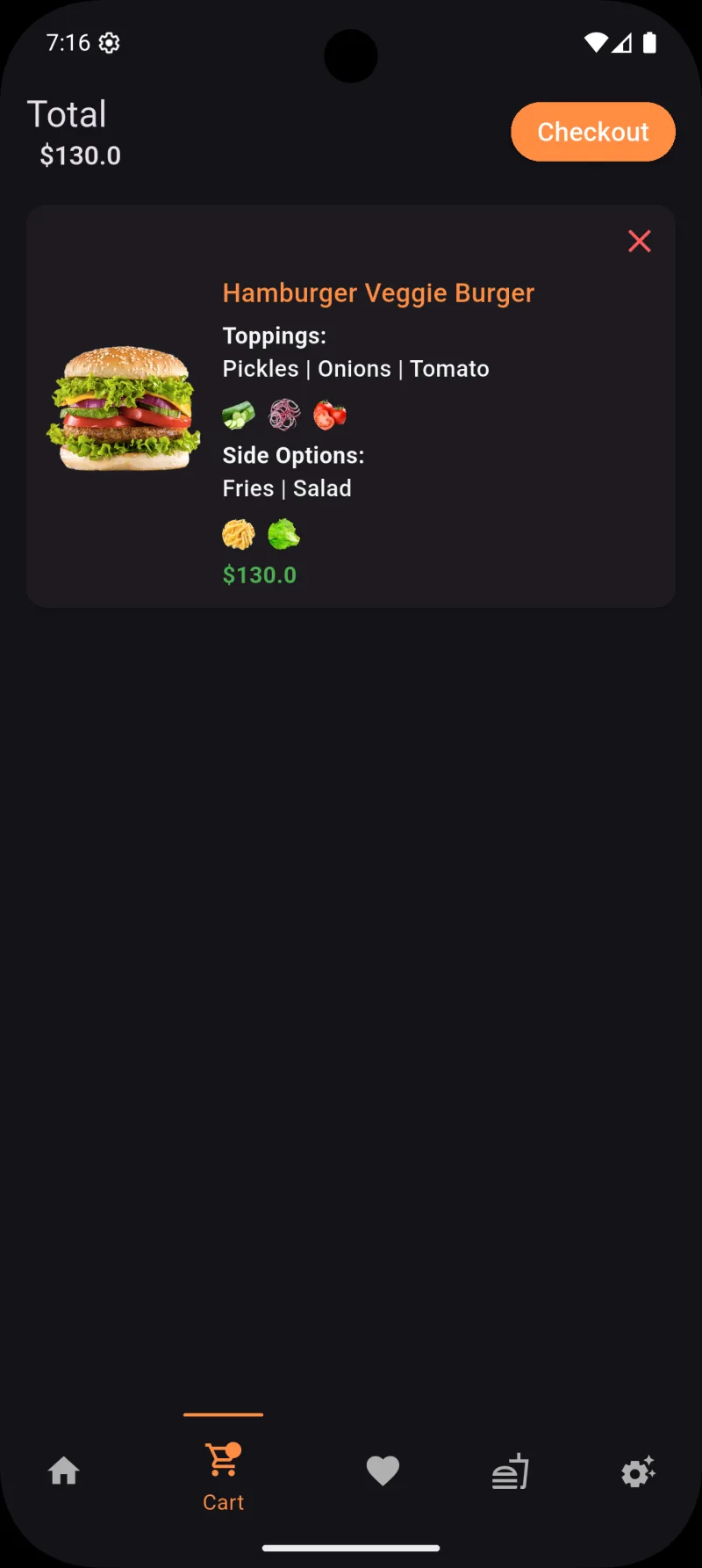 Food Ordering — cart